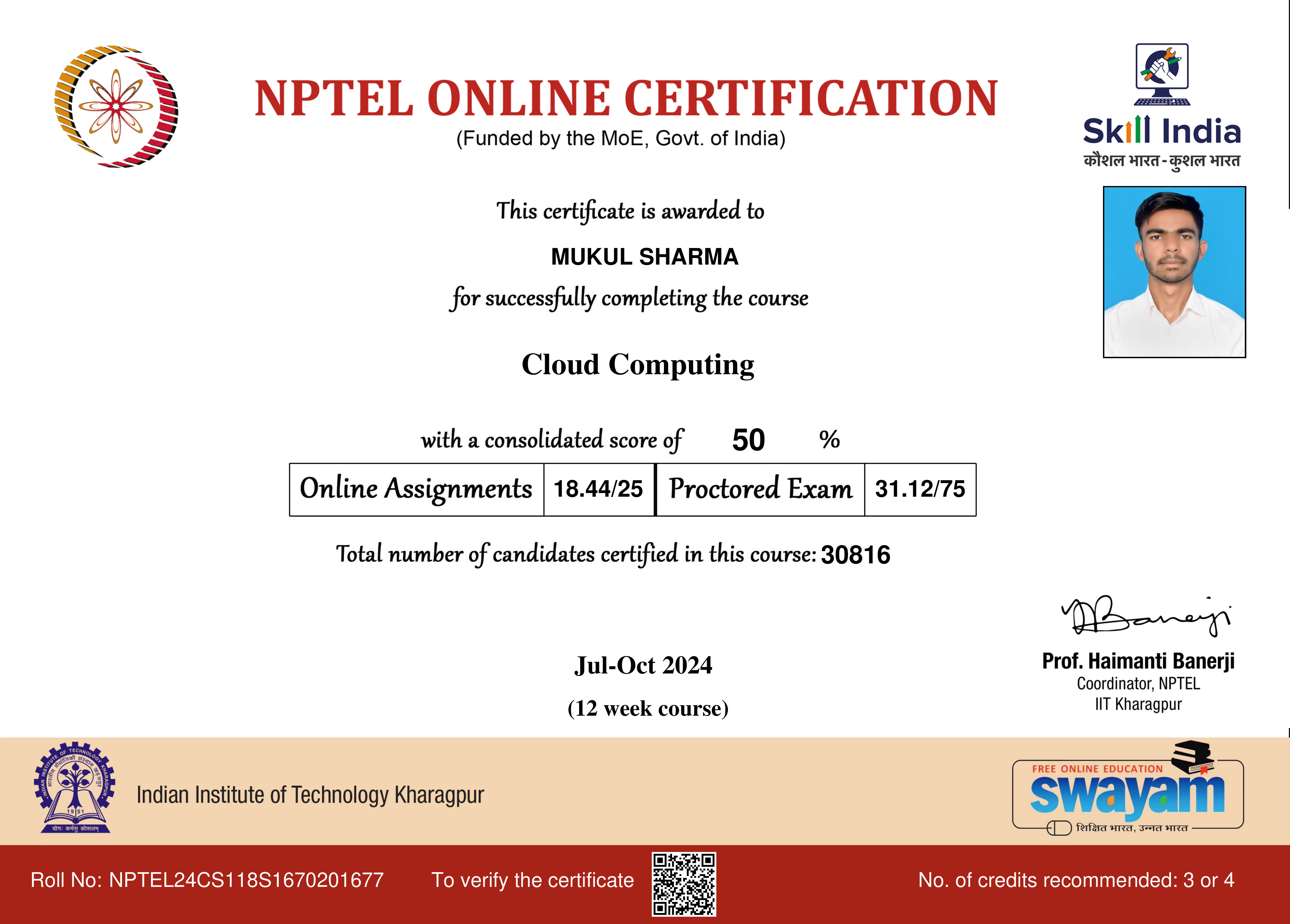 Cloud Computing Certification - NPTEL (IIT)